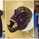 (l-r) The Root’s Michael Harriot as “M’Baque” with Karen Reynolds as Raymonda; Harriot’s Que-customized M’Baku mask; a partygoer dressed as Killmonger poses with Harriot at the Social Architects Halloween Party on Oct. 27, 2018.